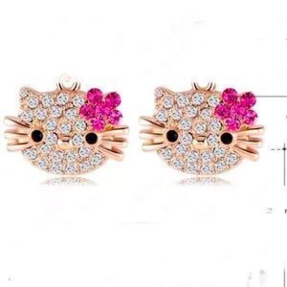 New Australian Crystal Hello Kitty Earrings